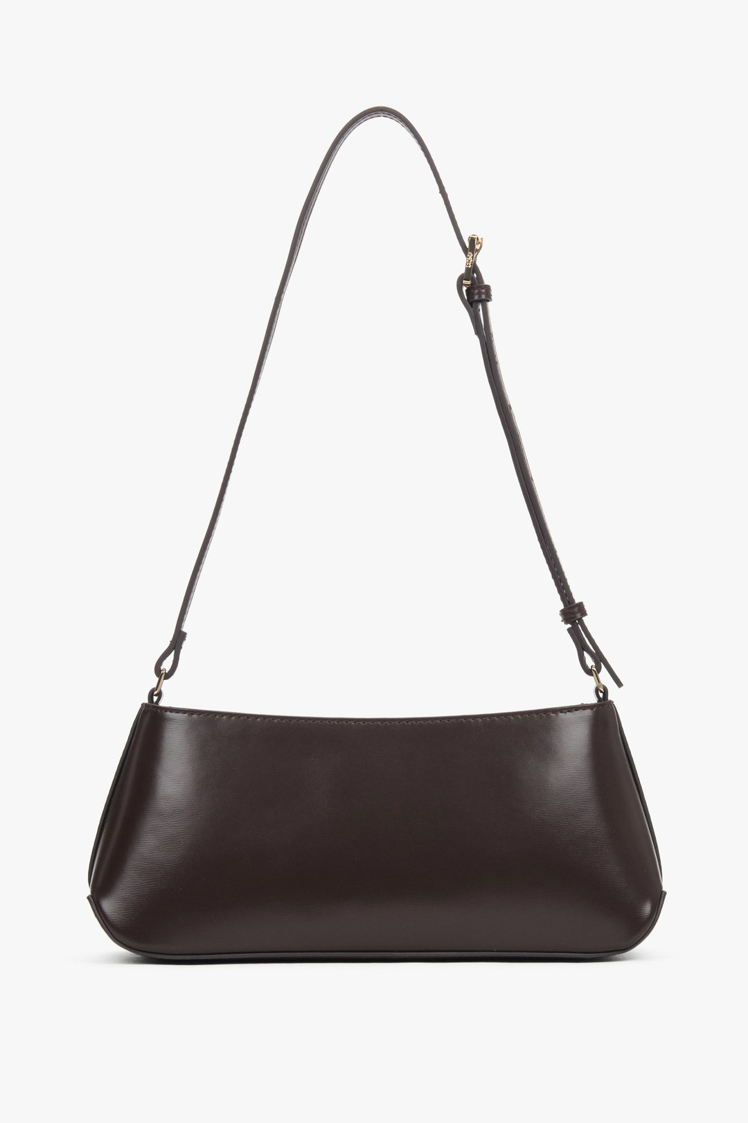 Women's shoulder bag, elegant, dark brown, made of natural leather, Estro.