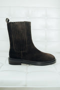 Women's Classic Dark Brown Velour Chelsea Boots with Elastic Gores Estro ER00120662.
