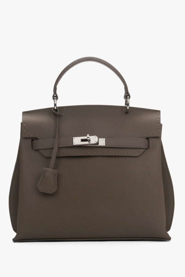 Women’s Classic Taupe Satchel Bag in Genuine Leather Estro ER00118895.