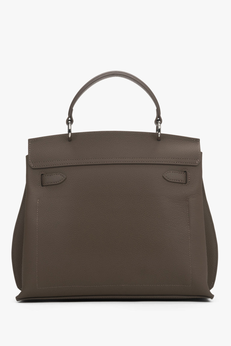 Made of genuine leather, women’s taupe satchel bag Estro.