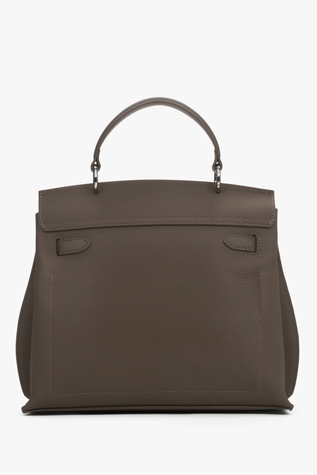 Made of genuine leather, women’s taupe satchel bag Estro.