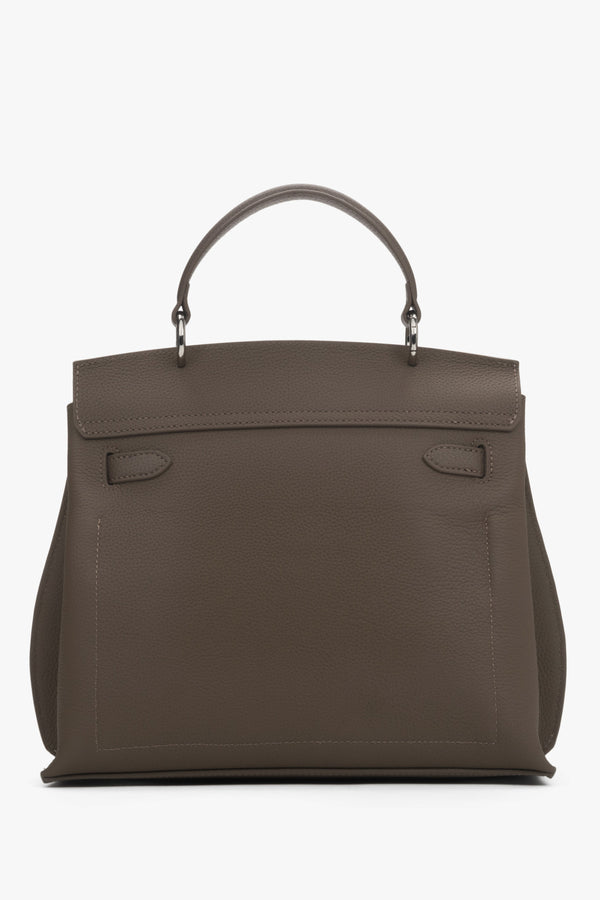 Made of genuine leather, women’s taupe satchel bag Estro.
