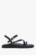 Women’s Comfortable Black Leather Sandals with Thin Straps Estro ER00119471.