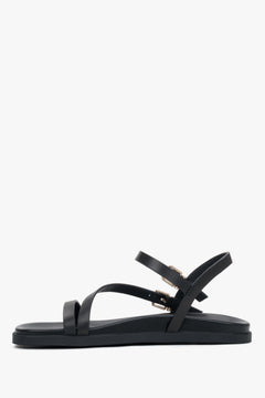 Women’s comfortable black leather sandals with thin straps Estro.
