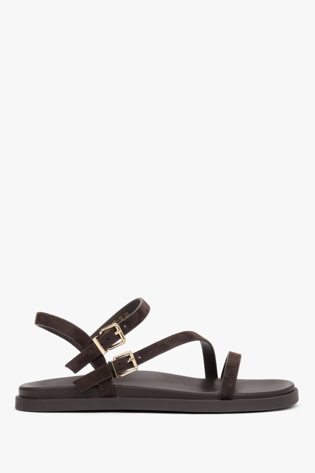 Women’s Comfortable Dark Brown Velour Sandals with Thin Straps Estro ER00119472.