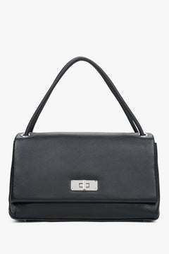 Women’s Compact Black Crossbody Bag made of Genuine Leather Estro ER00119789.