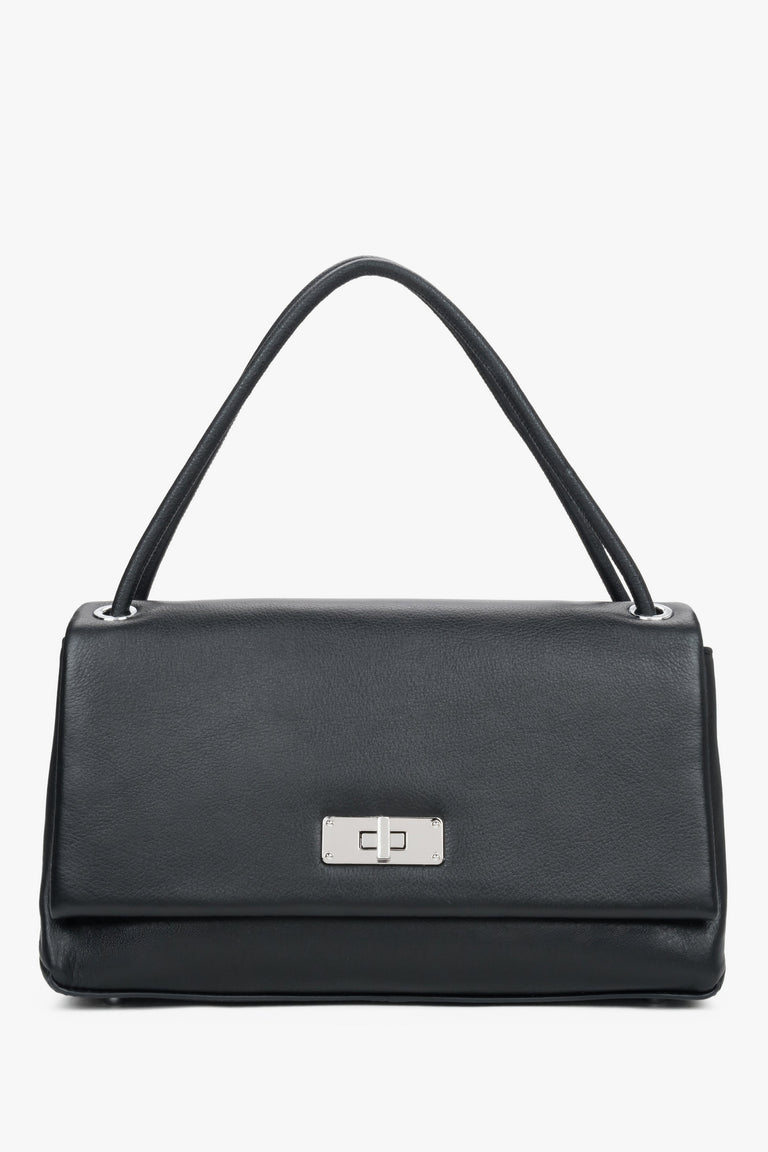 Women’s Compact Black Crossbody Bag made of Genuine Leather Estro ER00119789.