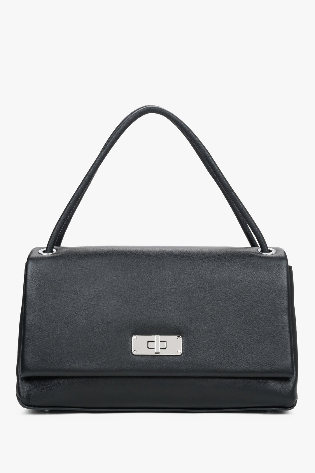 Women’s Compact Black Crossbody Bag made of Genuine Leather Estro ER00119789.