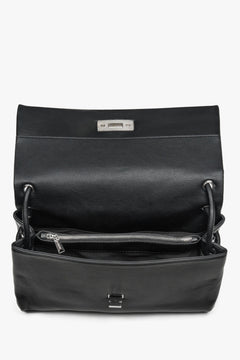 Compact black women’s crossbody bag made of genuine leather by Estro.