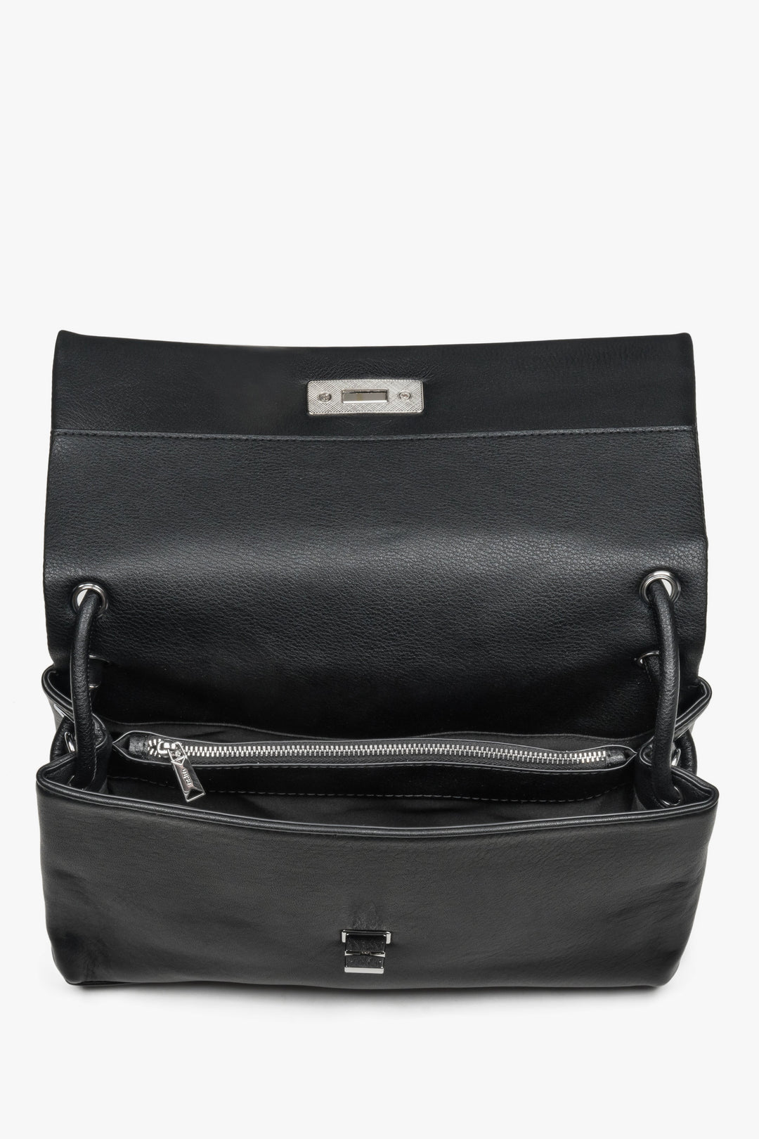 Compact black women’s crossbody bag made of genuine leather by Estro.