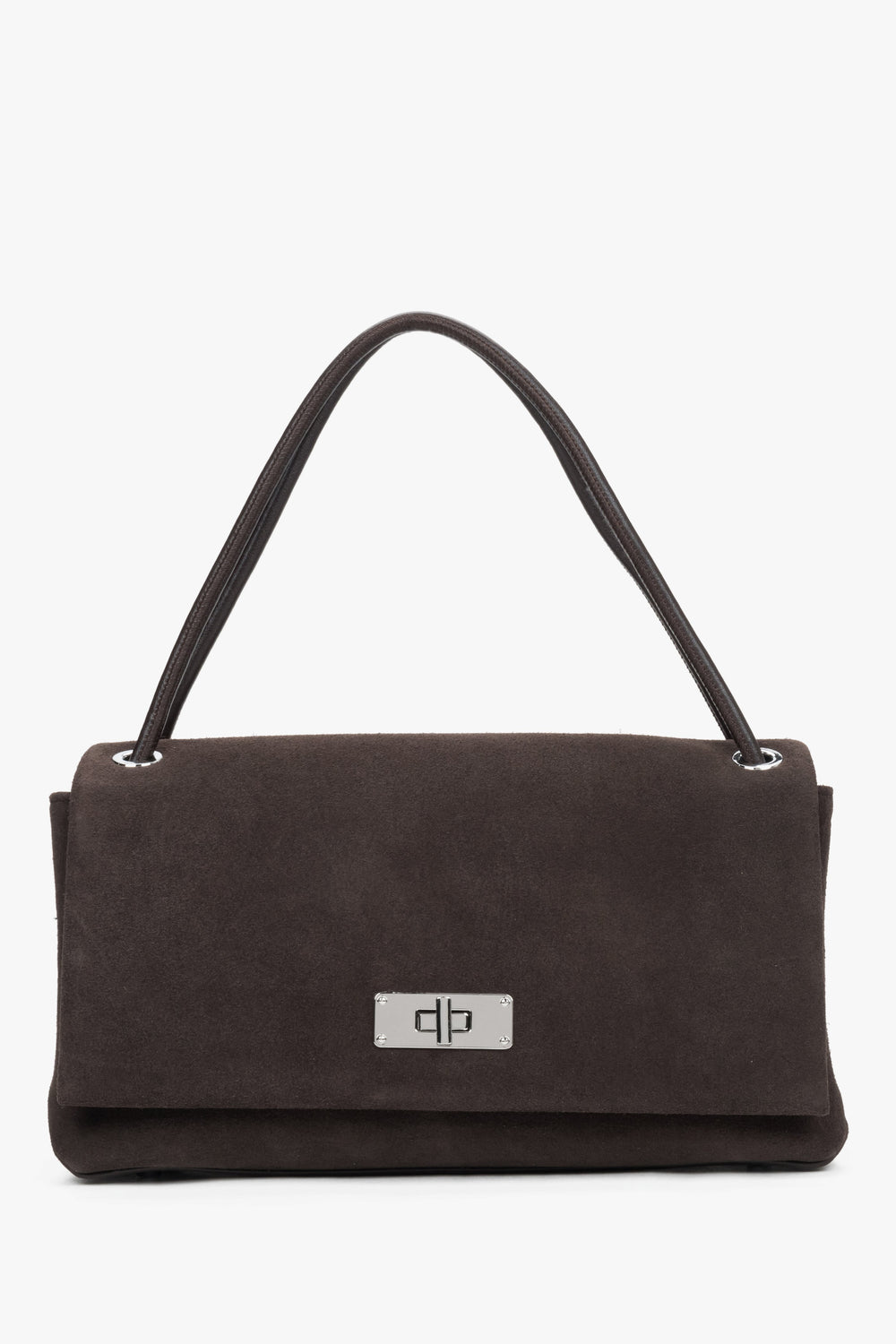 Women’s Compact Dark Brown Crossbody Bag Made of Genuine Velour Estro ER00119795.