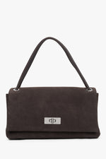 Women’s Compact Dark Brown Crossbody Bag Made of Genuine Velour Estro ER00119795.