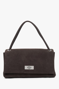 Women’s Compact Dark Brown Crossbody Bag Made of Genuine Velour Estro ER00119795.