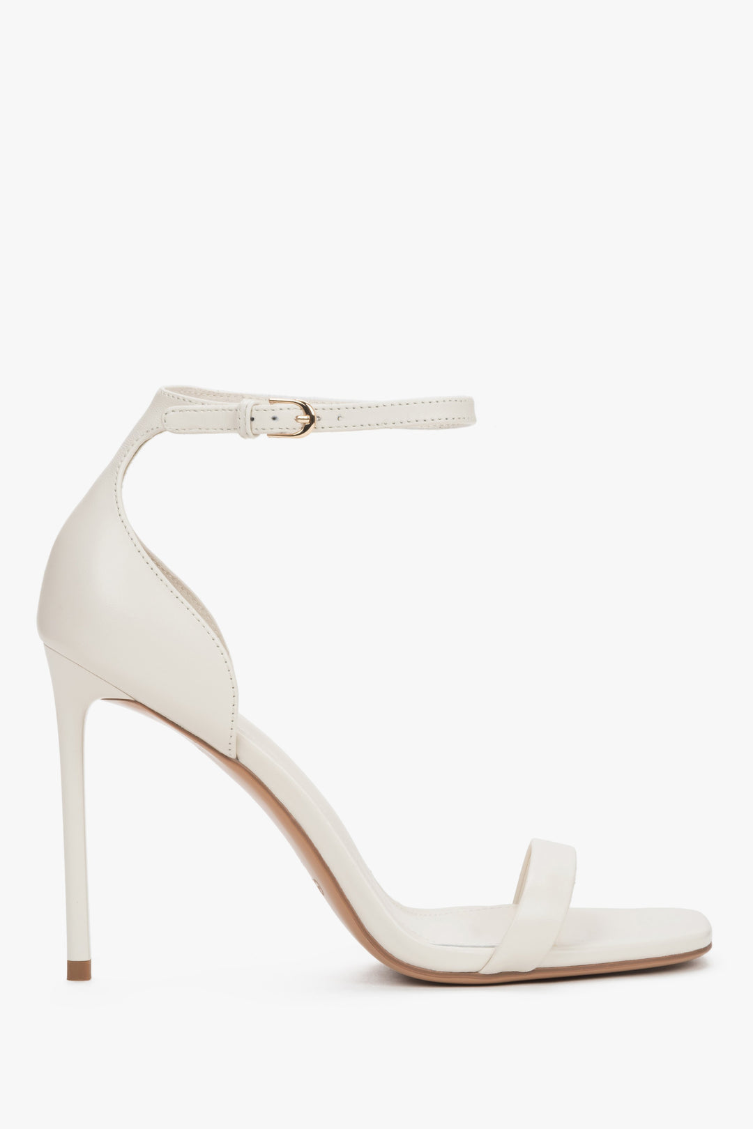 Women's cream beige leather high heel sandals by Estro