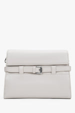 Women's cream beige leather shoulder bag with decorative buckle by Estro
