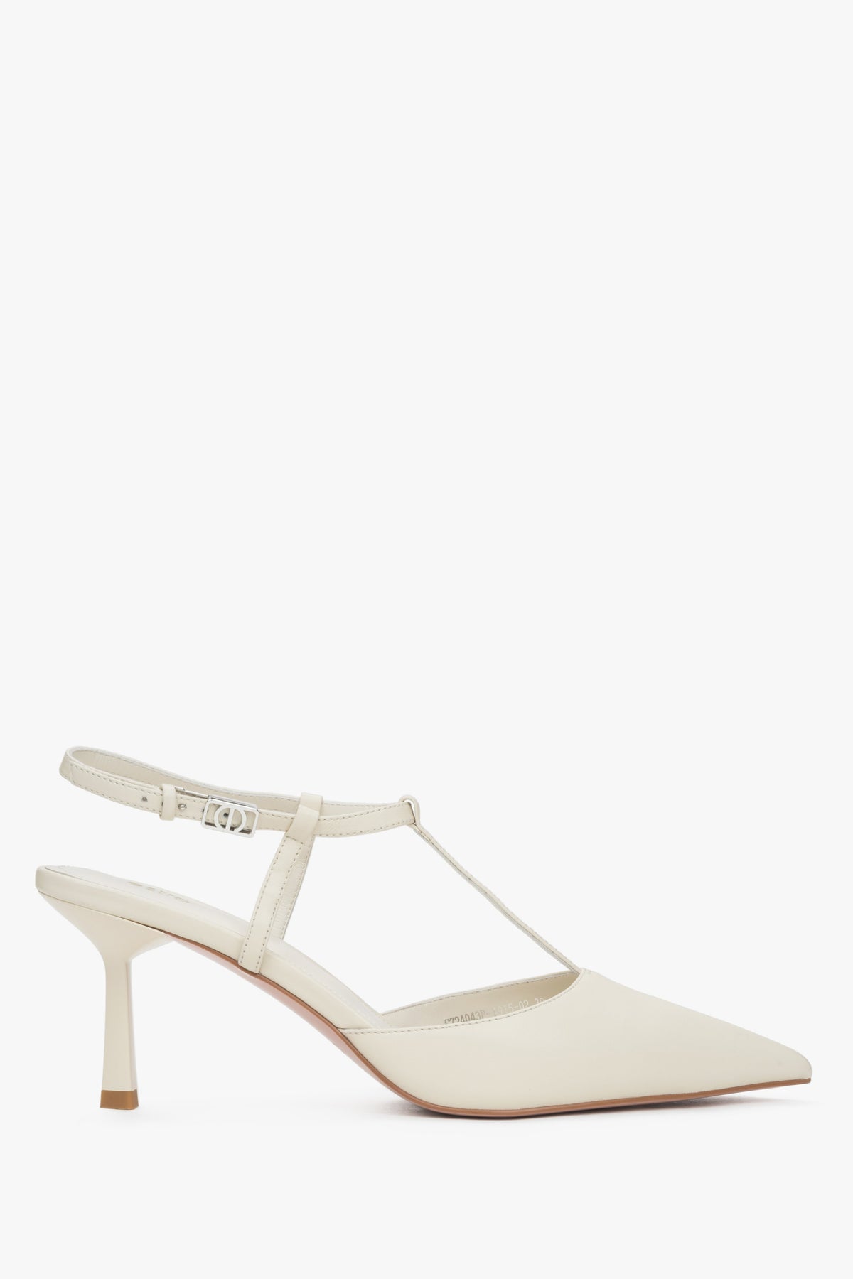 Cream beige leather stiletto slingbacks with pointed toe Estro.