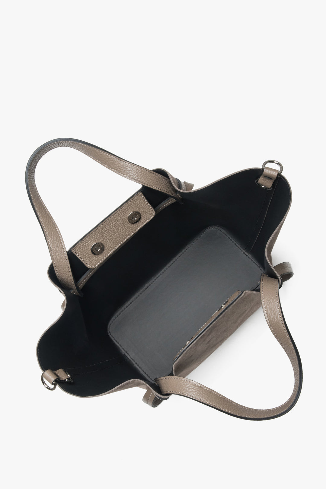 Elegant women's shopper bag in a dark beige shade, crafted from high-quality Italian premium velour, Estro ER00118159.
