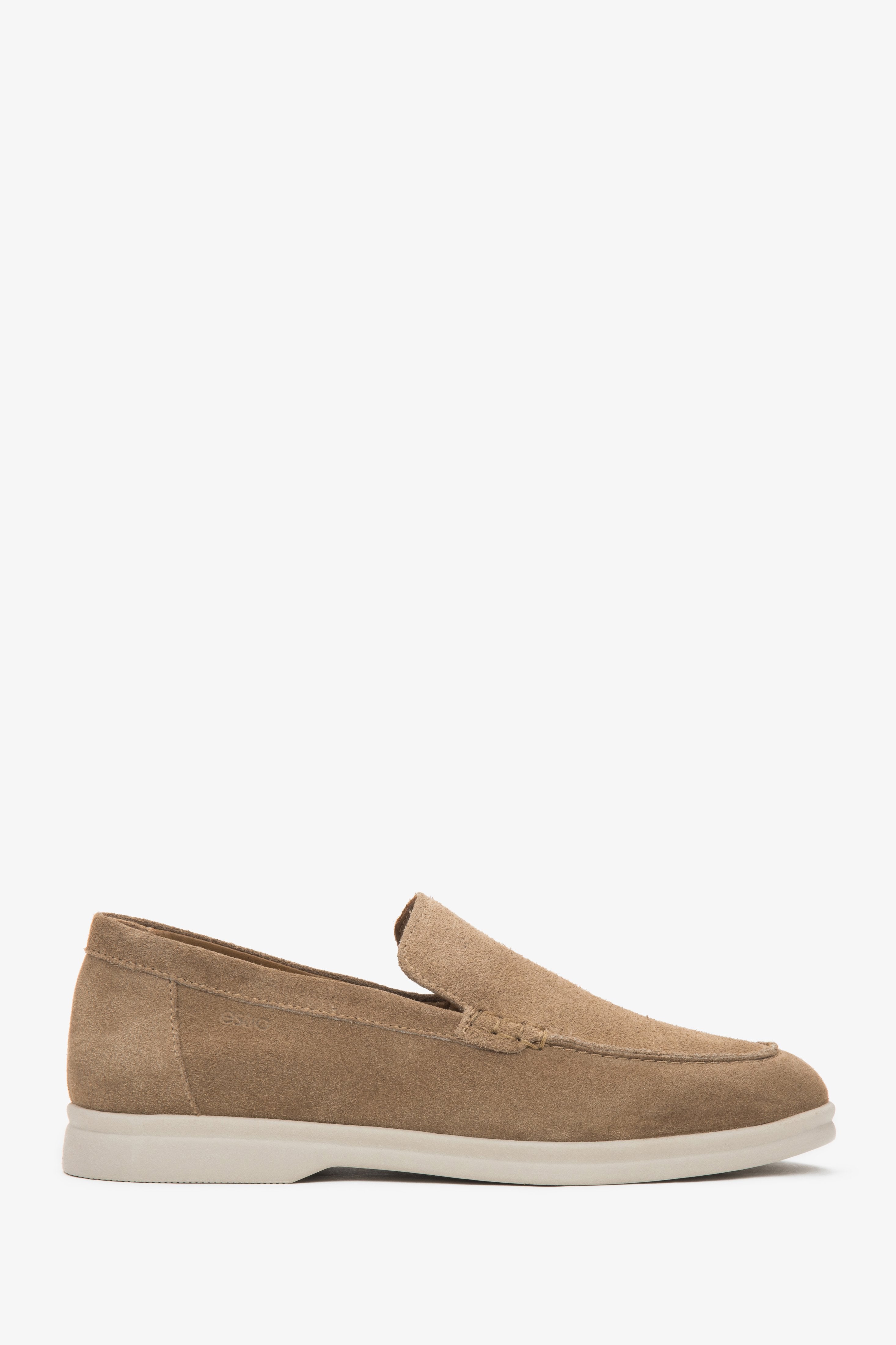 Women’s Dark Beige Loafers made of Premium Italian Velour Estro ER00116888.