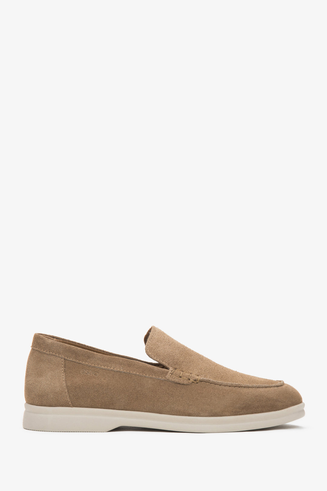 Women’s Dark Beige Loafers made of Premium Italian Velour Estro ER00116888.