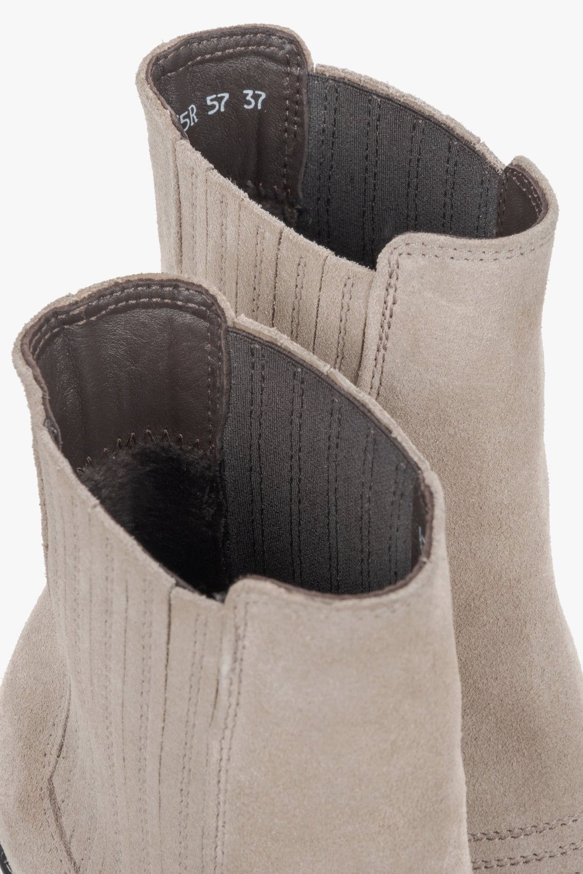 Dark beige women's cowboy boots crafted from premium Italian genuine velour leather.