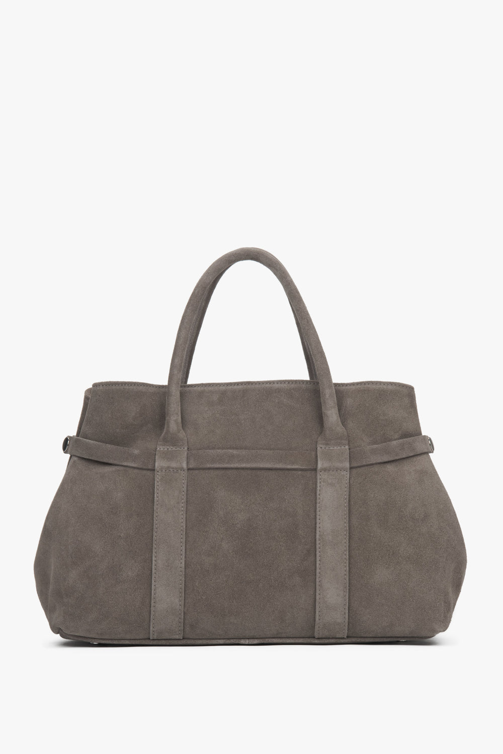Women's Dark Beige Tote Shoulder Bag made of Genuine Italian Premium Velour Estro ER00118153.