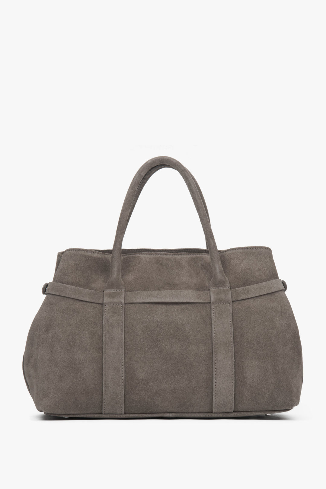 Dark beige women's shoulder tote bag from Estro ER00118153, made of genuine Italian Premium velour.
