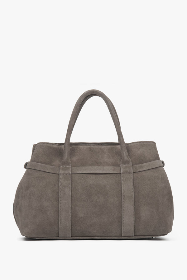 Dark beige women's shoulder tote bag from Estro ER00118153, made of genuine Italian Premium velour.