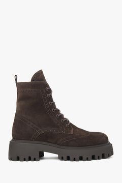 Elegant lace-up ankle boots for women by Estro, crafted from luxurious genuine Italian velour.