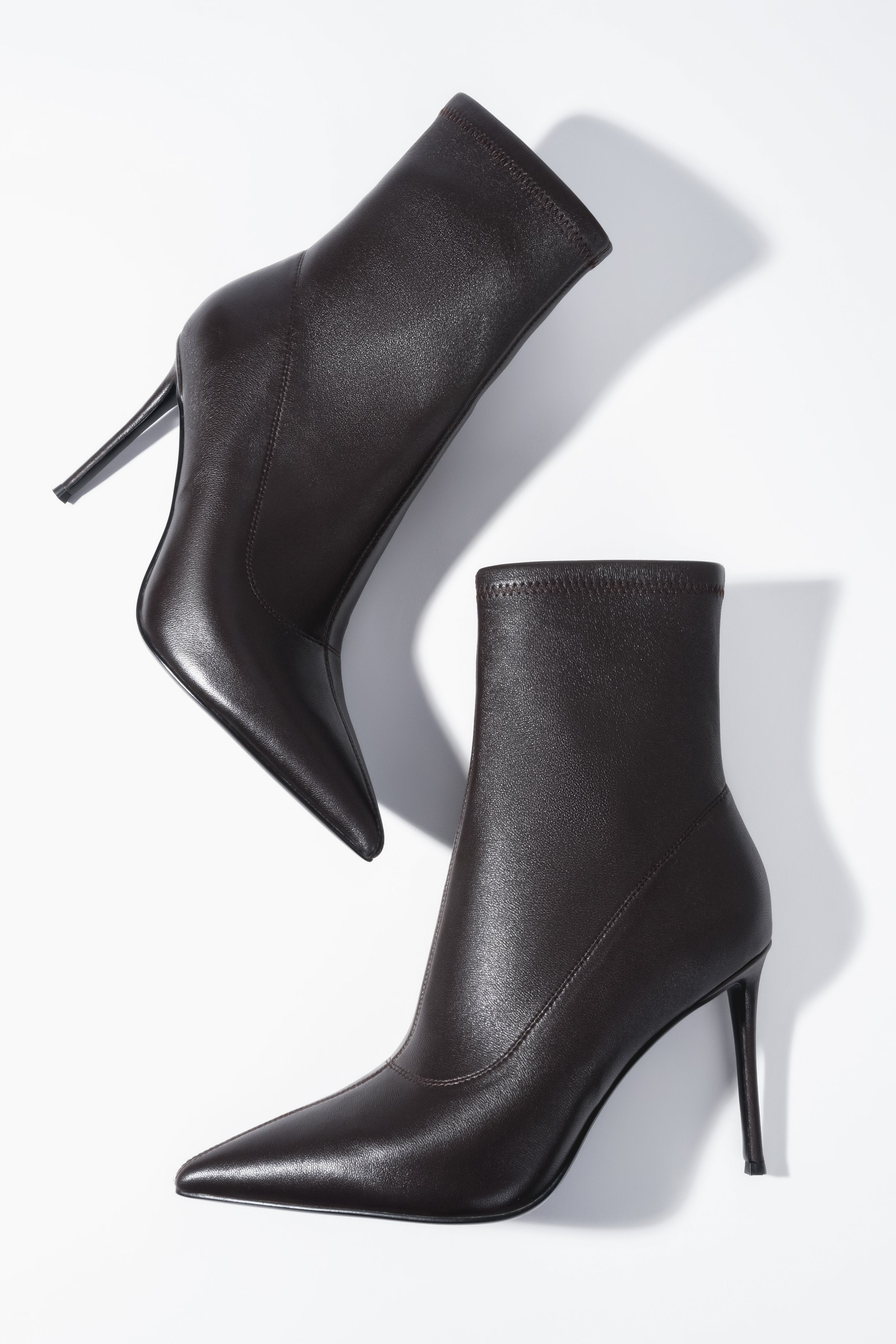 Women's Dark Brown Ankle Boots with an Elastic Shaft on a High Stiletto Heel Estro ER00120522.