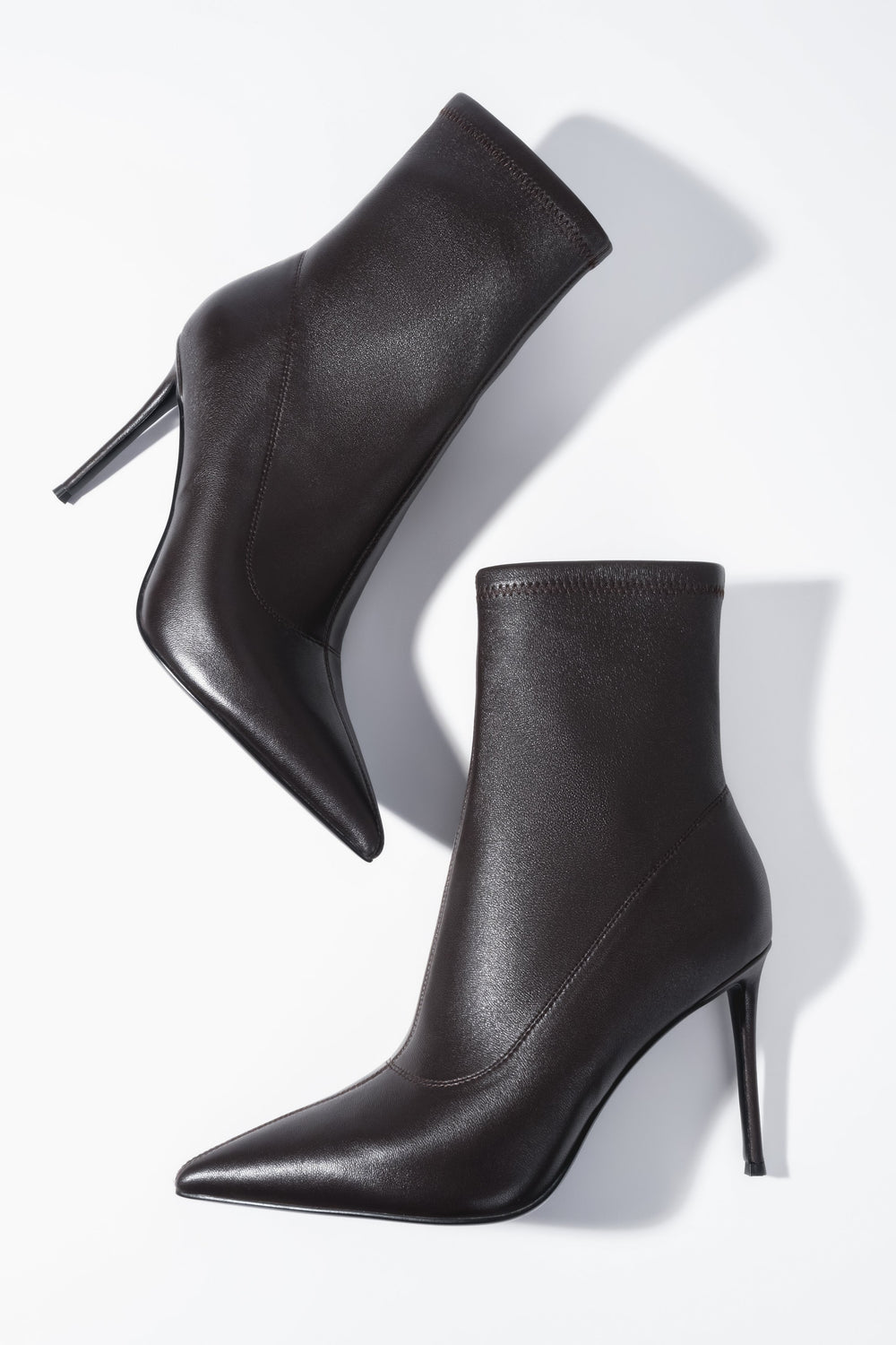 Women's Dark Brown Ankle Boots with an Elastic Shaft on a High Stiletto Heel Estro ER00120522.