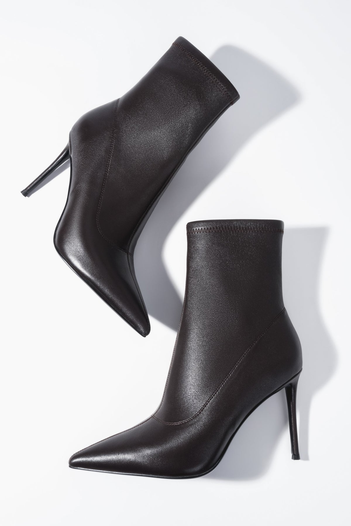Women's Dark Brown Ankle Boots with an Elastic Shaft on a High Stiletto Heel Estro ER00120522.