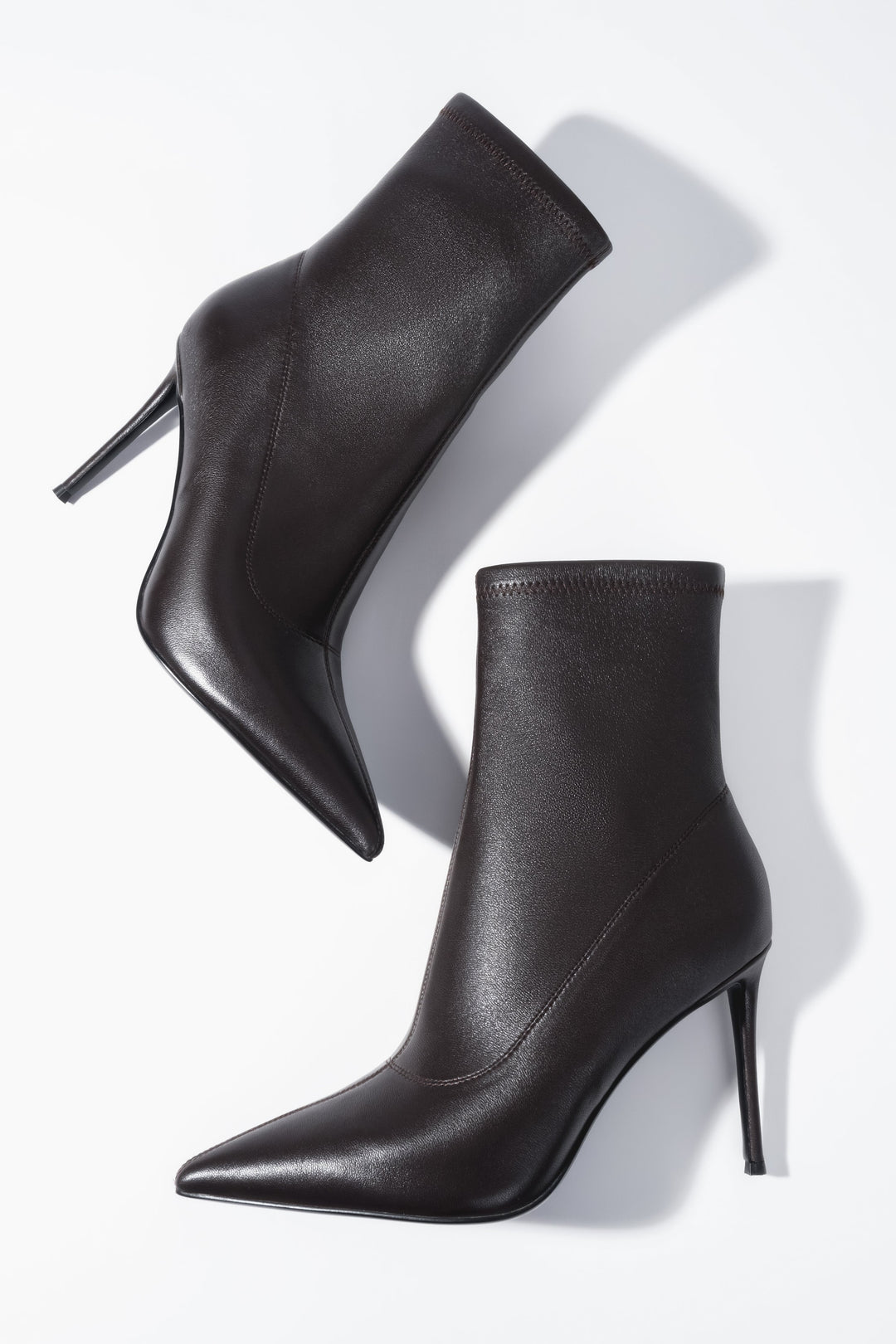 Women's Dark Brown Ankle Boots with an Elastic Shaft on a High Stiletto Heel Estro ER00120522.