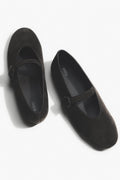 Women's Dark Brown Buckle Ballet Flats made of Soft Genuine Velour Estro ER00116953