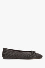 Women’s Dark Brown Ballet Flats made of Braided Genuine Leather Estro ER00119869.