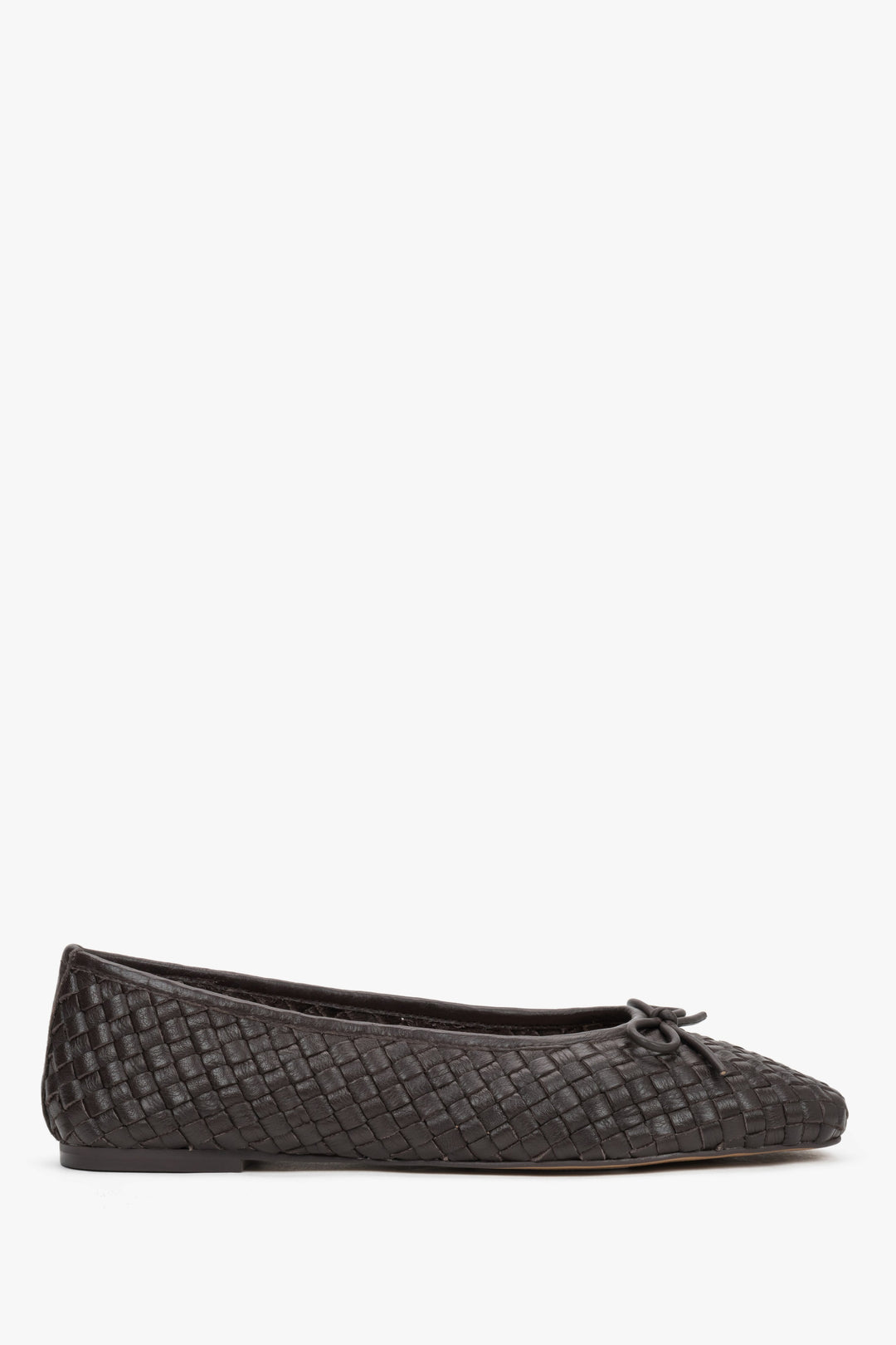 Women’s Dark Brown Ballet Flats made of Braided Genuine Leather Estro ER00119869.