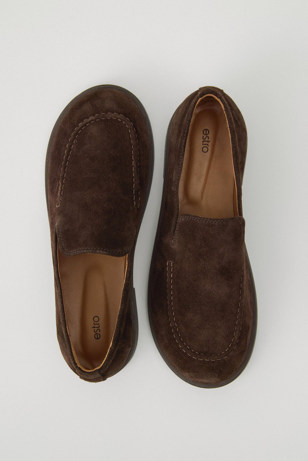 Women’s Dark Brown Barefoot Loafers in Premium Italian Genuine Velour Estro ER00119377.