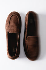 Women's Dark Brown Barefoot Loafers made of Soft Genuine Velour Estro ER00120722.