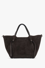 Women's Dark Brown Boat Bag made of Italian Genuine Premium Velour Estro ER00118158.