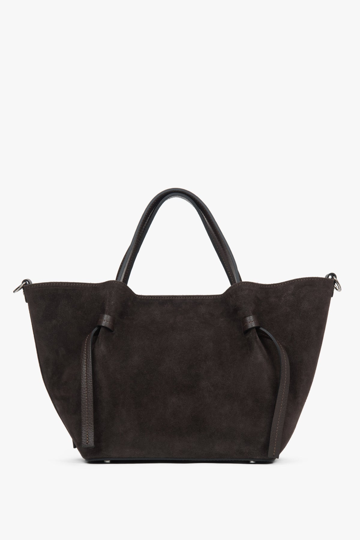 Women's Dark Brown Boat Bag made of Italian Genuine Premium Velour Estro ER00118158.