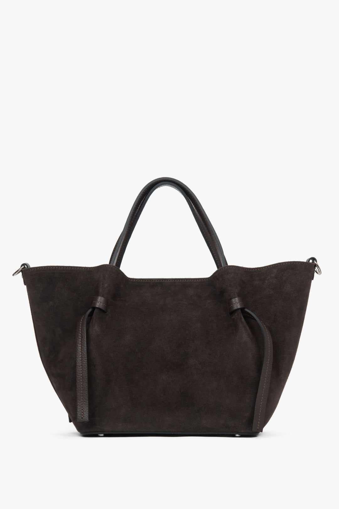 Women's Dark Brown Boat Bag made of Italian Genuine Premium Velour Estro ER00118158.