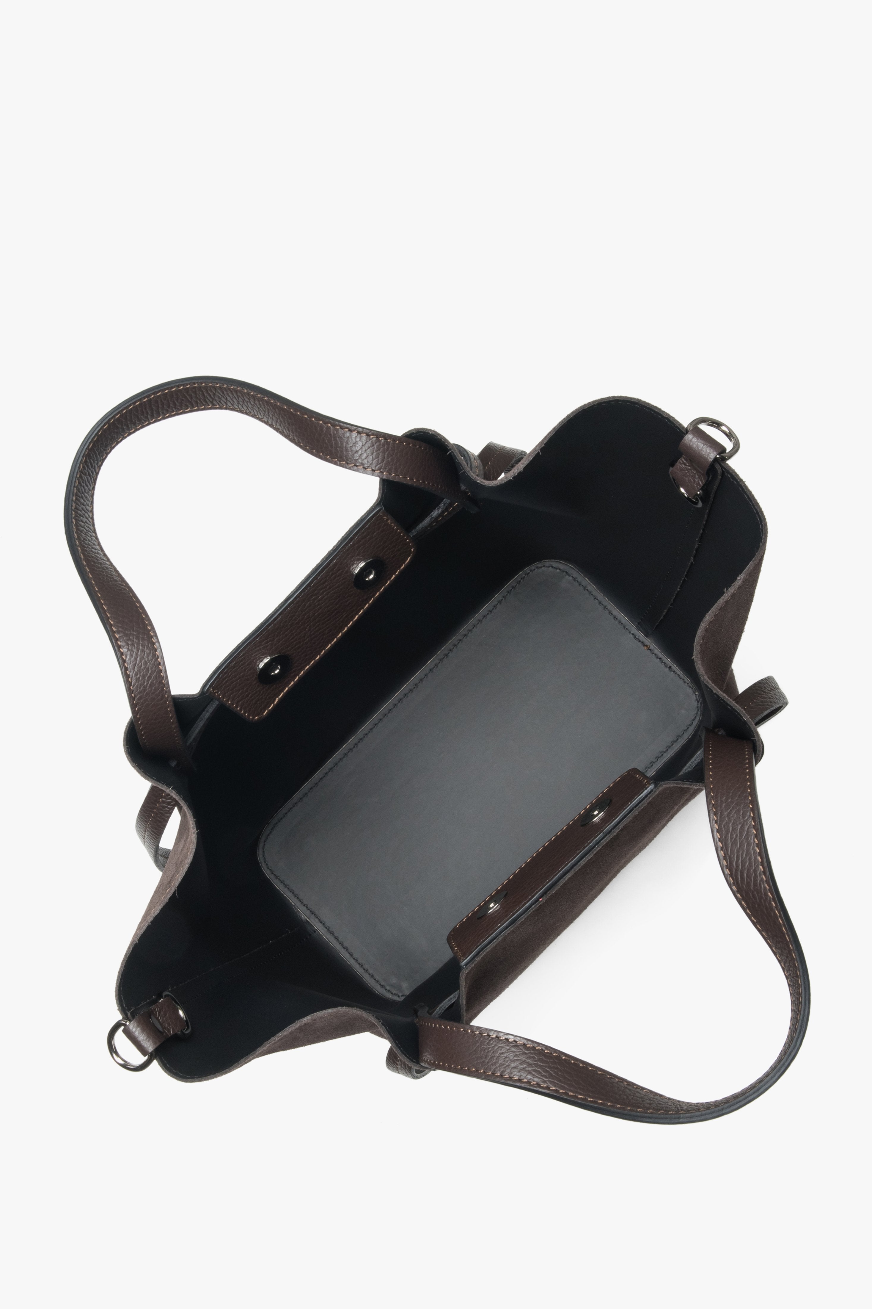 Exclusive dark brown women's bag from Estro, made of natural Italian premium velour, model ER00118158, combining elegance and functionality.