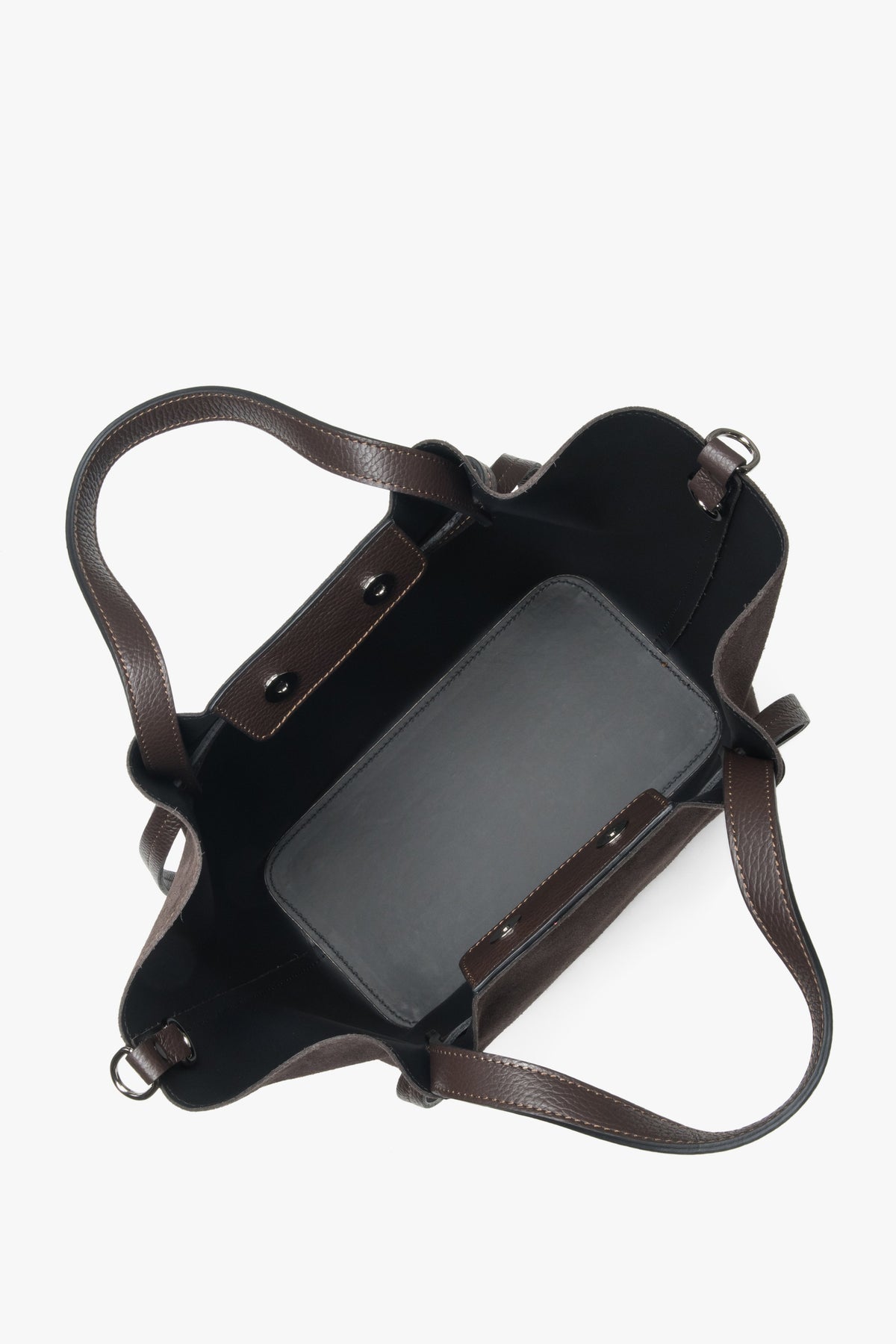 Exclusive dark brown women's bag from Estro, made of natural Italian premium velour, model ER00118158, combining elegance and functionality.