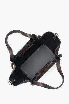Exclusive dark brown women's bag from Estro, made of natural Italian premium velour, model ER00118158, combining elegance and functionality.
