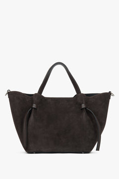 Stylish women's bag in a dark brown shade, made from high-quality Italian premium velour, Estro, model ER00118158.