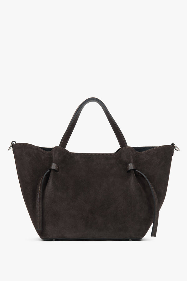 Stylish women's bag in a dark brown shade, made from high-quality Italian premium velour, Estro, model ER00118158.
