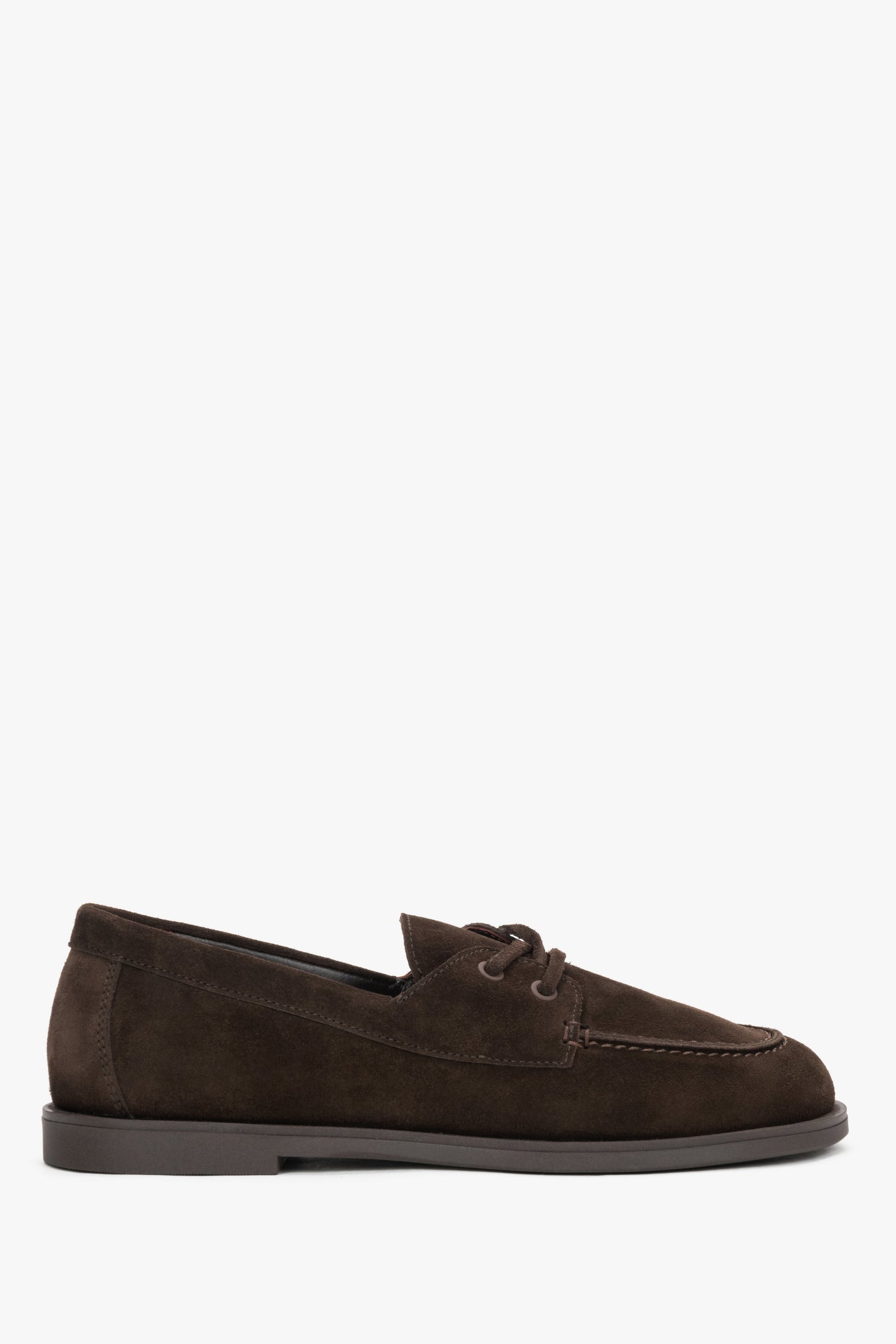 Women’s Dark Brown Boat-Style Loafers made of Premium Italian Velour Estro ER00120204.