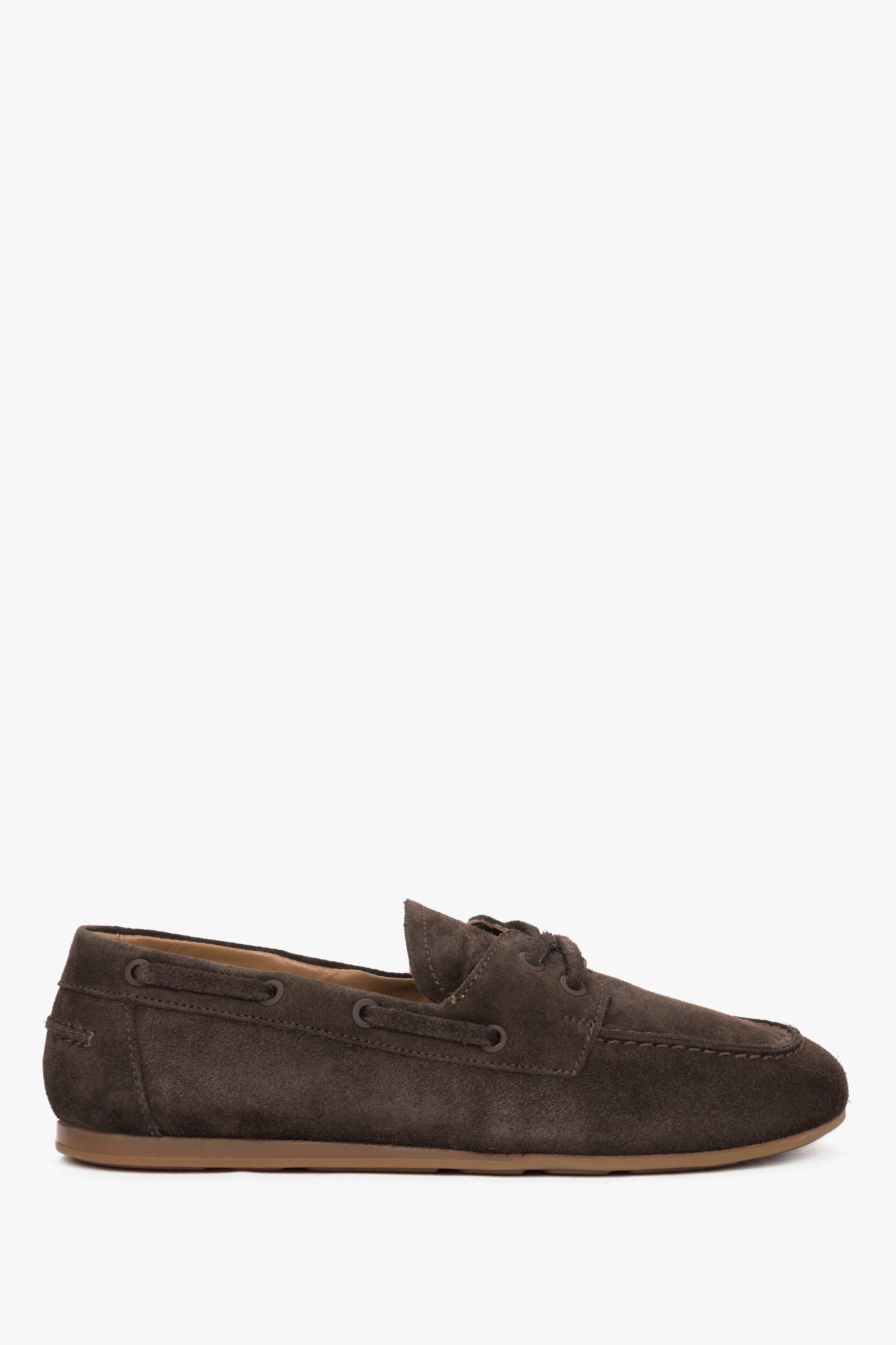 Women’s Dark Brown Boat Style Loafers made of Premium Italian Velour Estro ER00119492.