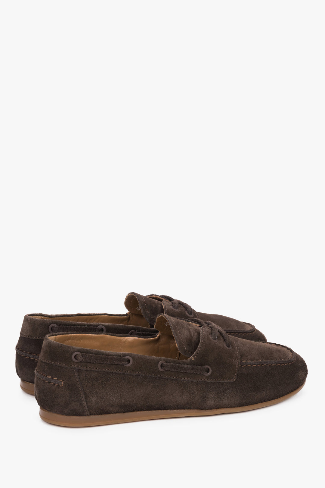 Women’s dark brown boat-style loafers by Estro, made from premium Italian velour leather.