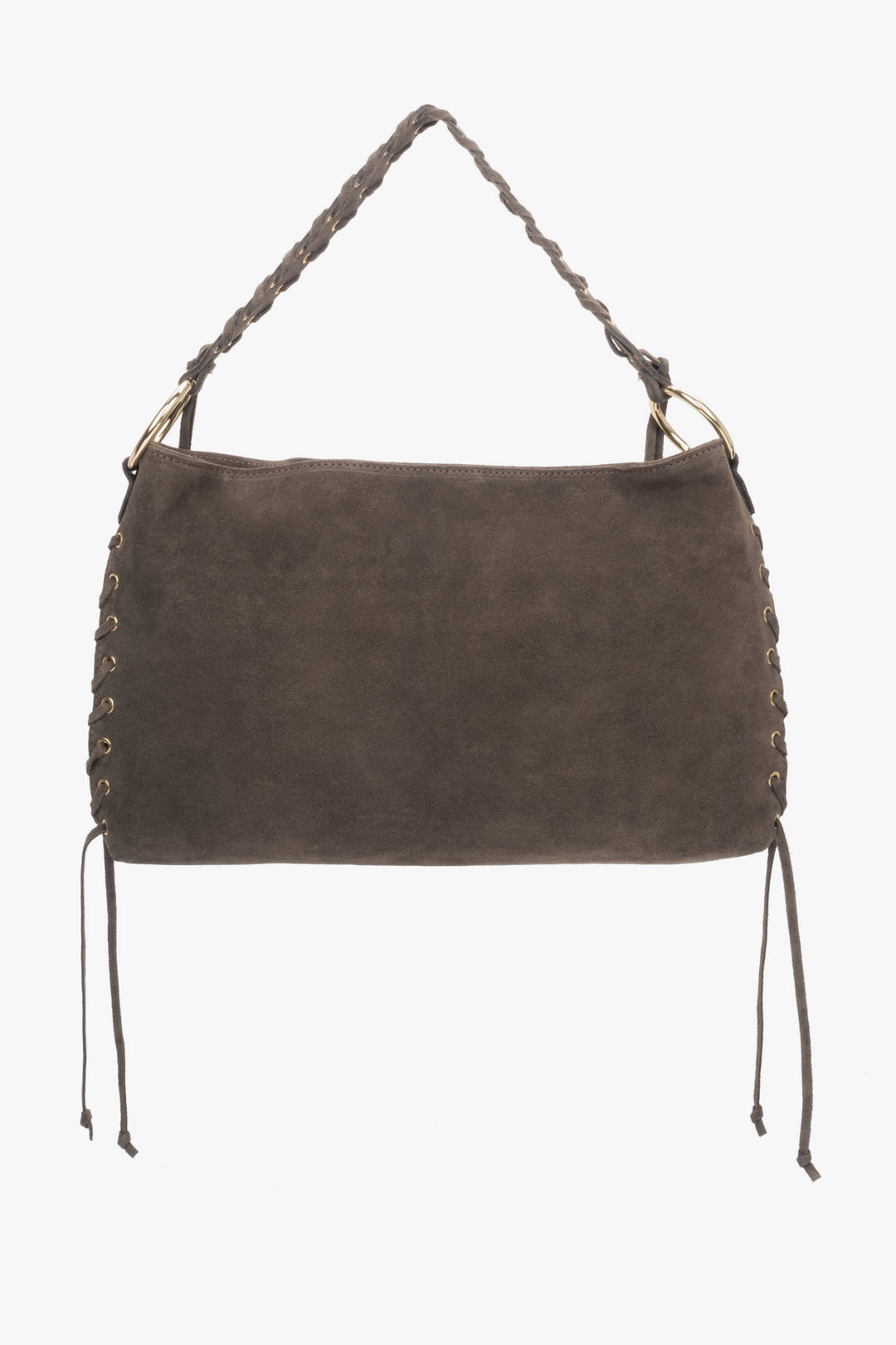 Crafted from premium Italian velour in deep dark brown, this shoulder bag blends timeless elegance with modern boho flair.