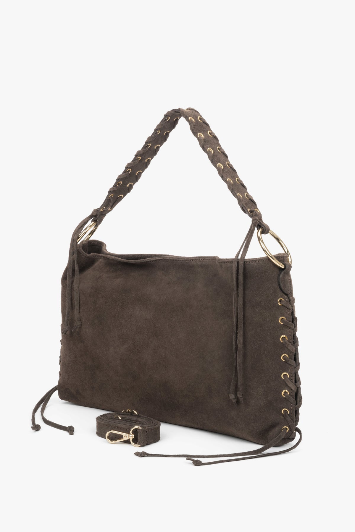 Crafted from premium Italian velour in deep dark brown, this shoulder bag blends timeless elegance with modern boho flair.
